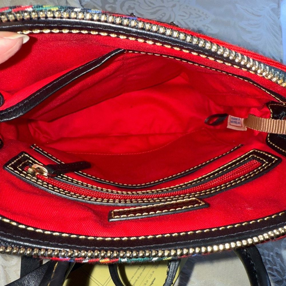 Dooney & Bourke Red and Blue Plaid Backpack - Picture 5 of 7